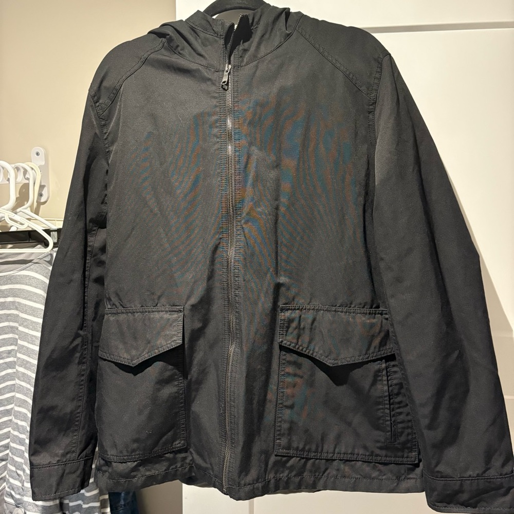 EUC Banana Republic hooded Black Jacket Coat Size Large - EUC
